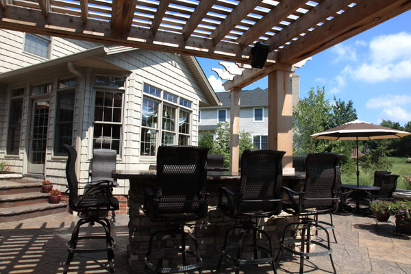 Pergola and Arbor Over Outdoor Kitchen